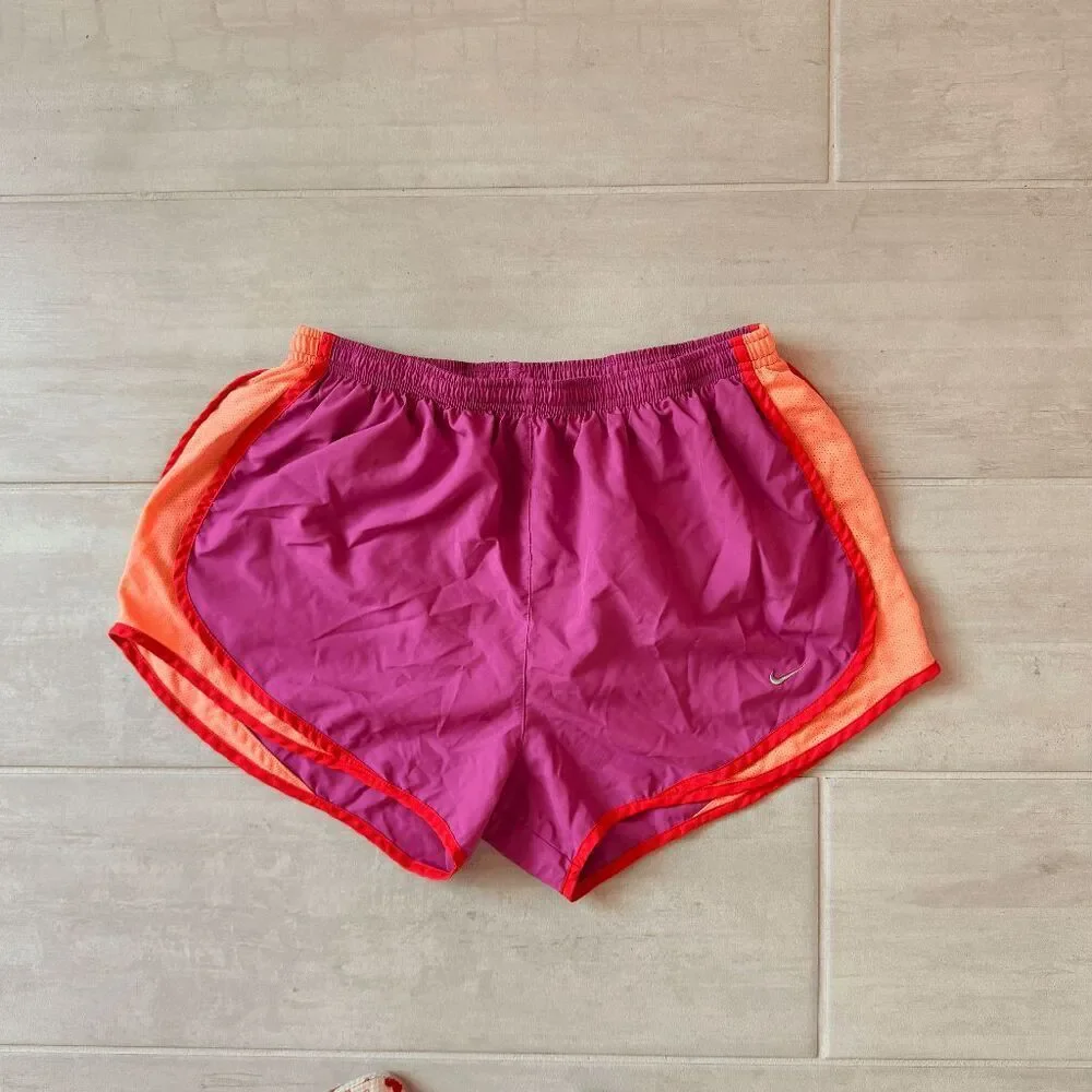 Nike Tempo Dri-FIT Mid-Rise 3-in Running Shorts Pink Orange Stripe Lined Large